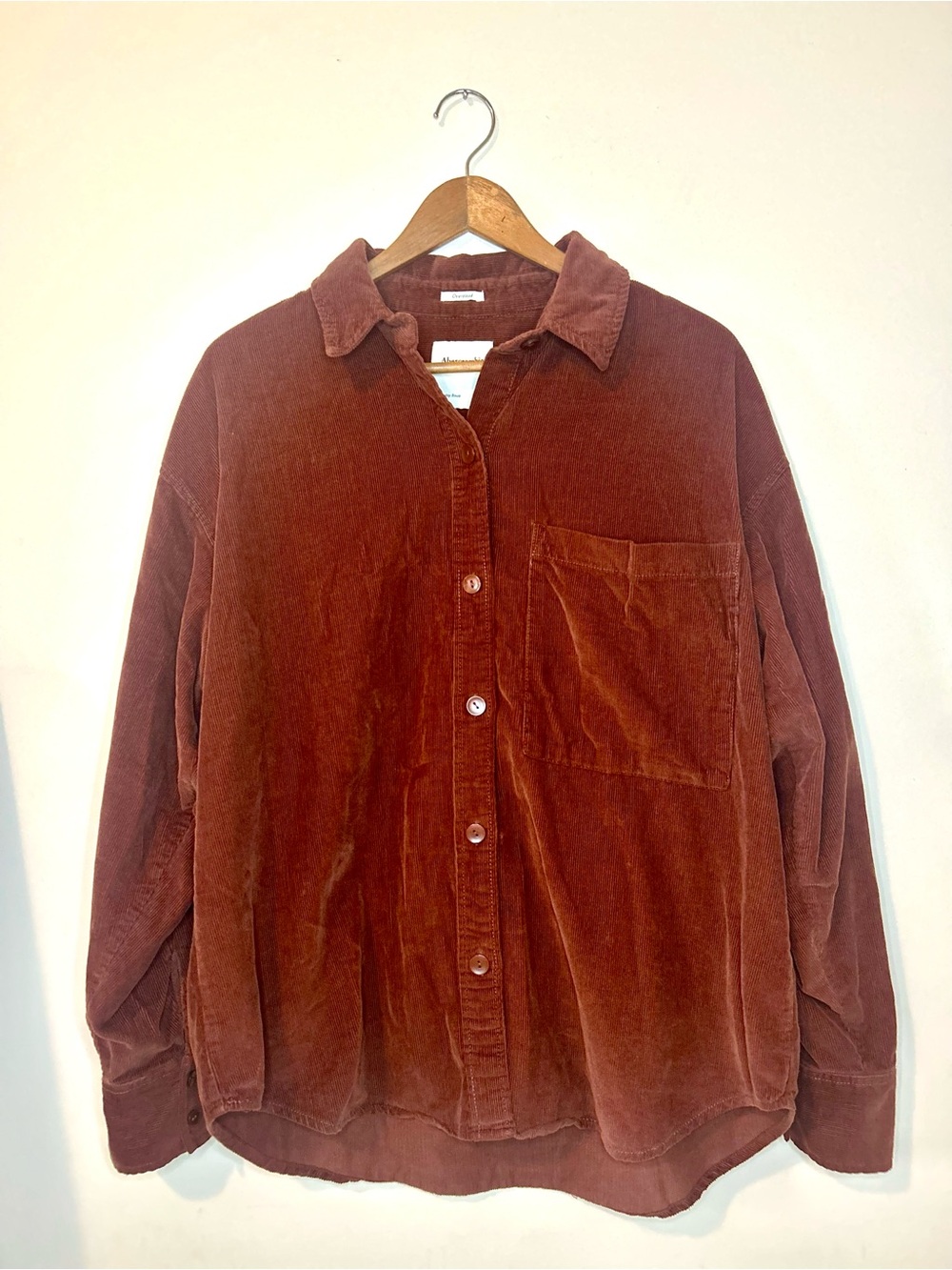 Abercrombie & Fitch Oversized Corduroy Button Down Shirt Shacket Rust M Fall
